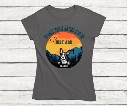 Personalisiertes Hunde T-Shirt in Blau - Best Dog Dad Ever Vorderseite