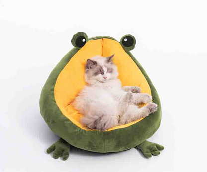 QuakQuak-Nest: Kuscheliges Katzenbett im Froschdesign