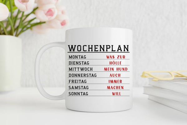 Wochenplan Personalisierte Hund Tasse mit Namen