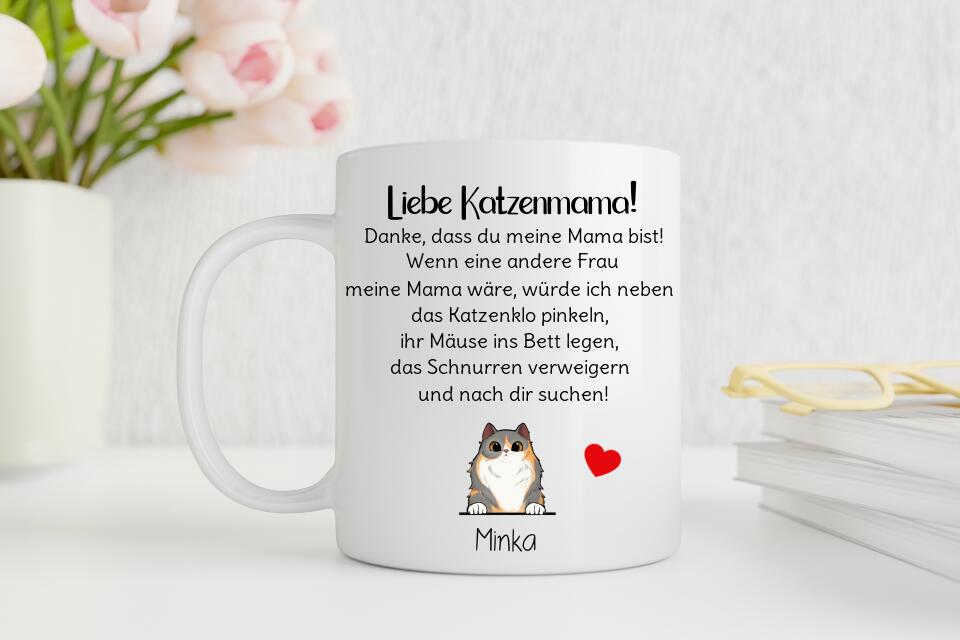 Liebe Katzenmama/ Lieber Katzenpapa - Personalisierte Tasse (Katze)