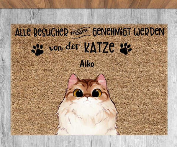 Katzengenehmigung - Personalisierte Fußmatte (Katze)