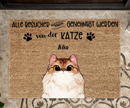 Katzengenehmigung - Personalisierte Fußmatte (Katze)