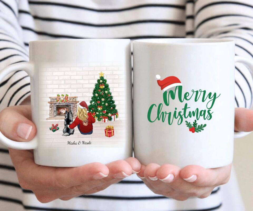 Weihnachtsabend - Personalisierte Tasse (Hund & Katze)