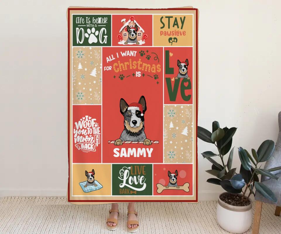 All i want for Christmas - Personalisierte Decke (Hunde)