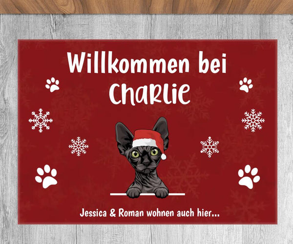 Personalisierte Weihnachtsfußmatte mit Namen und weihnachtlichen Motiven ohne Gummirand