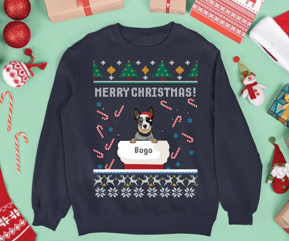 Merry Christmas – Personalisierter Pullover (Hund & Katze)