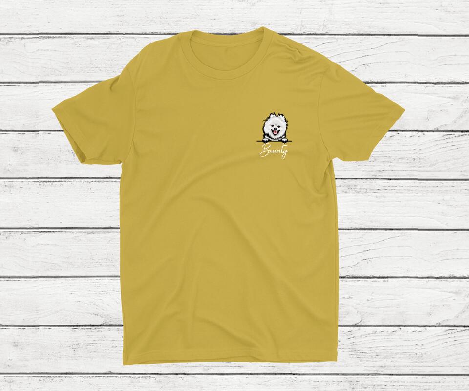 Personalisiertes Haustier T-Shirt in Gelb - Frontansicht für Hunde & Katzenbesitzer
