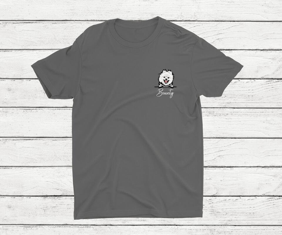 Personalisiertes Haustier T-Shirt in Grau - Frontansicht für Hunde & Katzenbesitzer