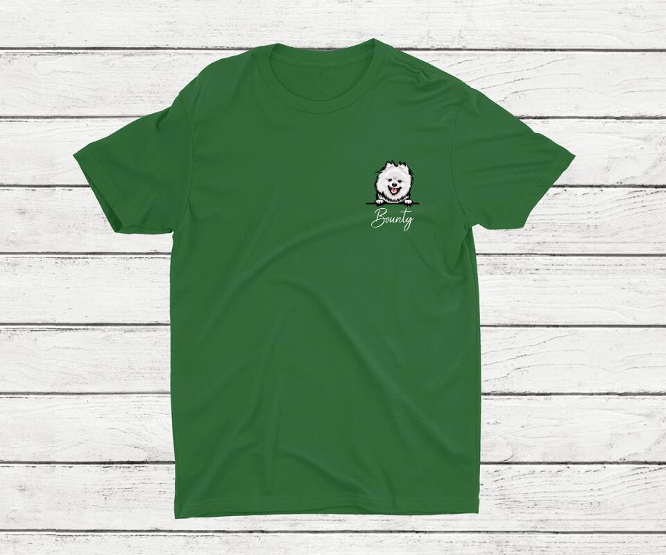 Personalisiertes Haustier T-Shirt in Grün - Frontansicht für Hunde & Katzenbesitzer