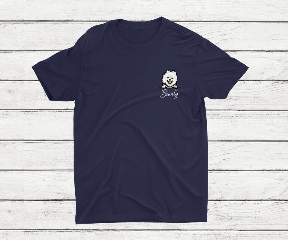 Personalisiertes Haustier T-Shirt in Navy - Frontansicht für Hunde & Katzenbesitzer