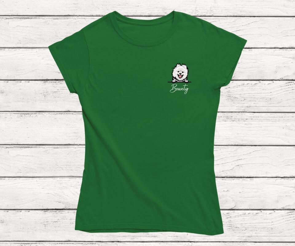 Personalisiertes Haustier T-Shirt in Grün (Female) - Frontansicht für Hunde & Katzenbesitzer