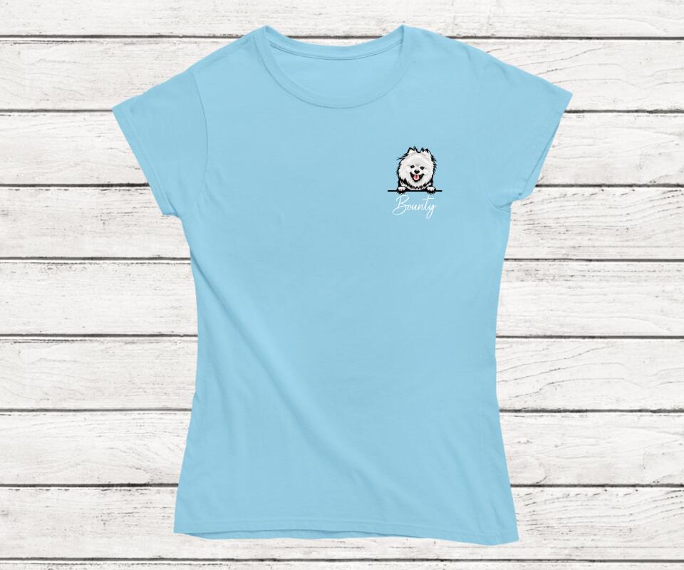 Personalisiertes Haustier T-Shirt in Himmelblau (Female) - Frontansicht für Hunde & Katzenbesitzer