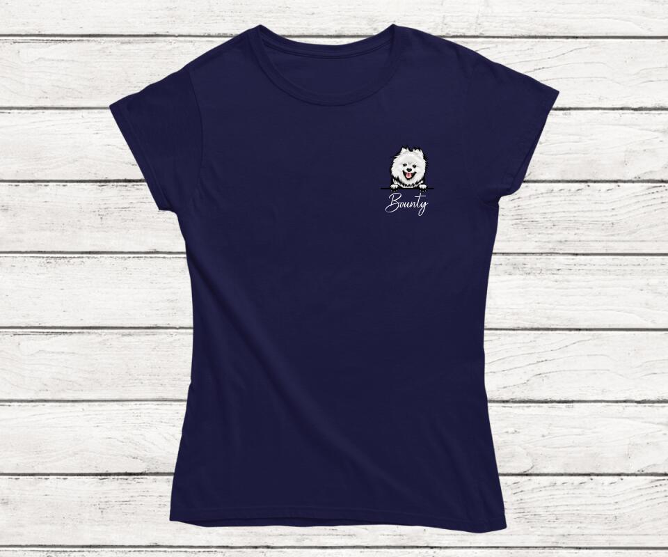 Personalisiertes Haustier T-Shirt in Navy (Female) - Frontansicht für Hunde & Katzenbesitzer