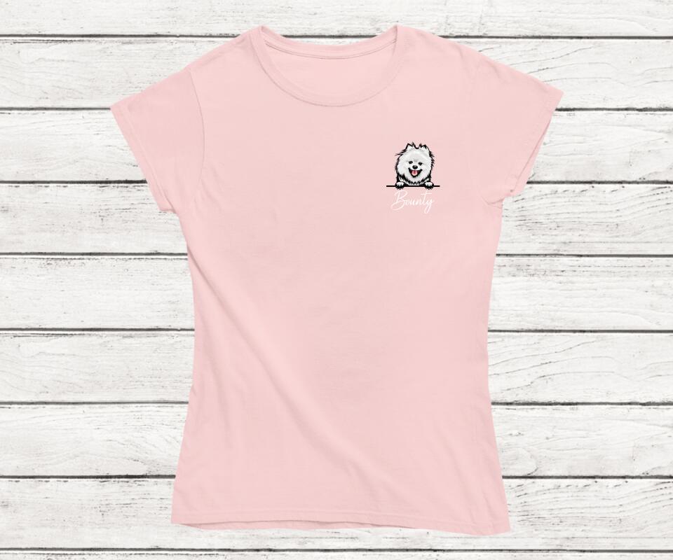 Personalisiertes Haustier T-Shirt in Pink (Female) - Frontansicht für Hunde & Katzenbesitzer