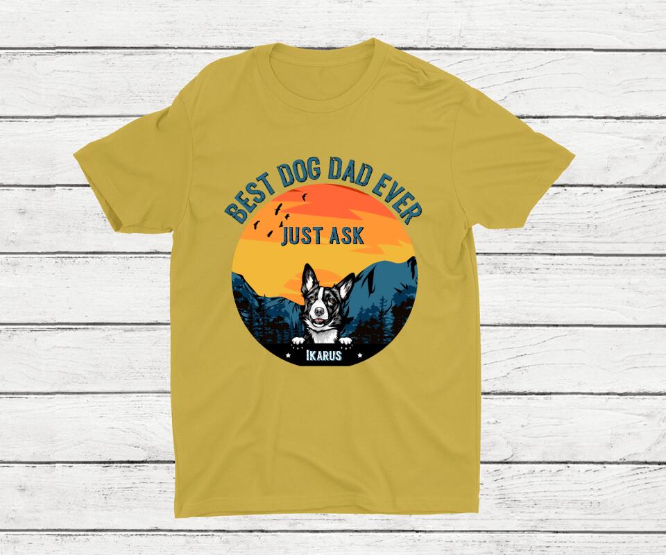 Personalisiertes Hunde T-Shirt in Gelb - Best Dog Dad Ever Vorderseite