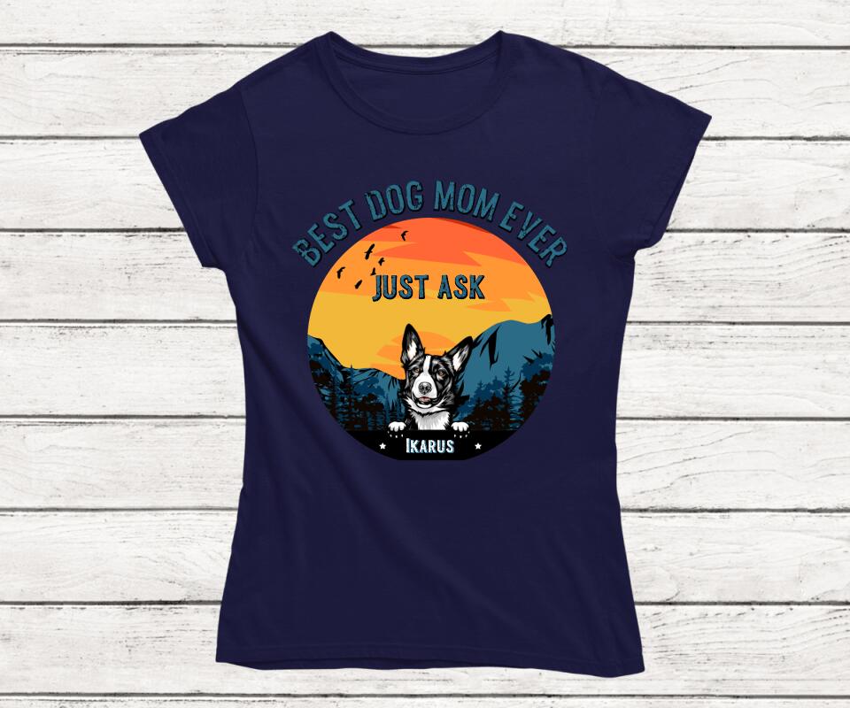 Personalisiertes Hunde T-Shirt in Navy - Best Dog Dad Ever Frontansicht