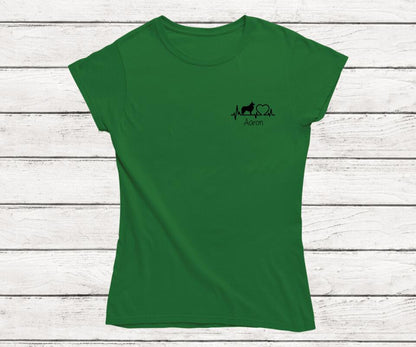 Herzschlag Silhouette - Personalisiertes T-Shirt (Hund)