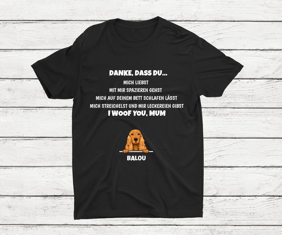 Danke für... - Personalisiertes T-Shirt (Hund)