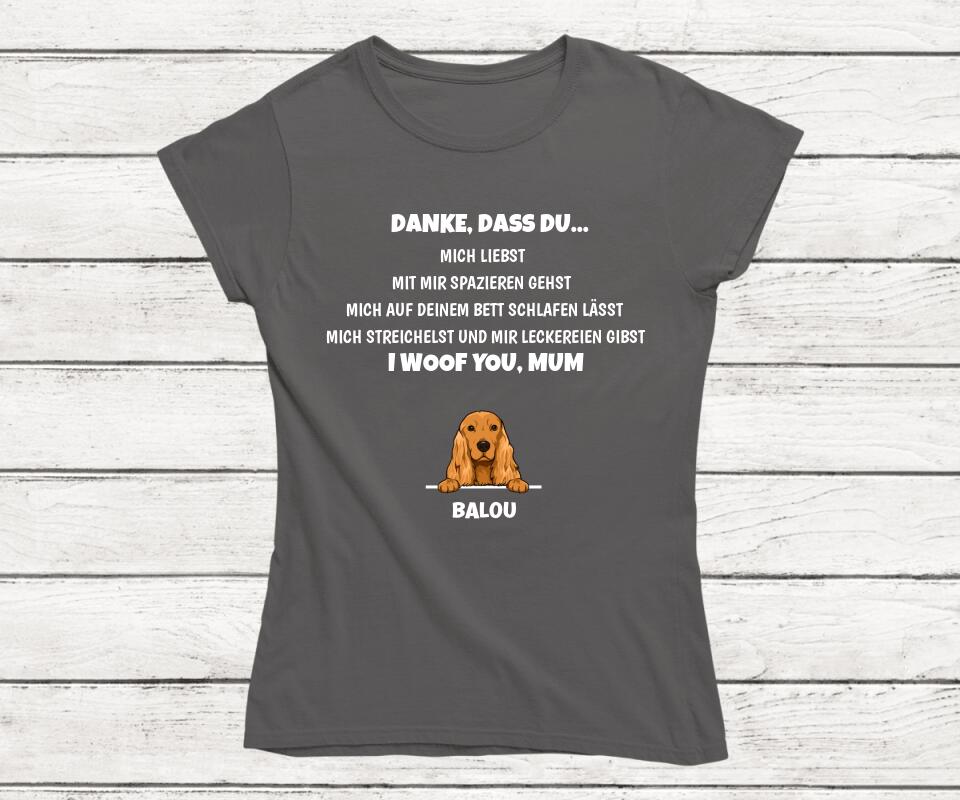 Danke für... - Personalisiertes T-Shirt (Hund)